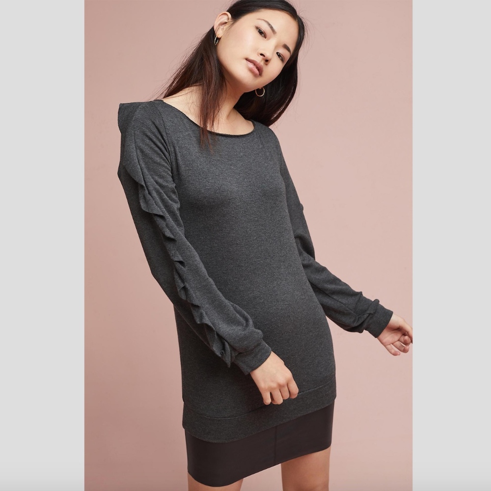 Anthropologie Layered Sweatshirt Mini Dress